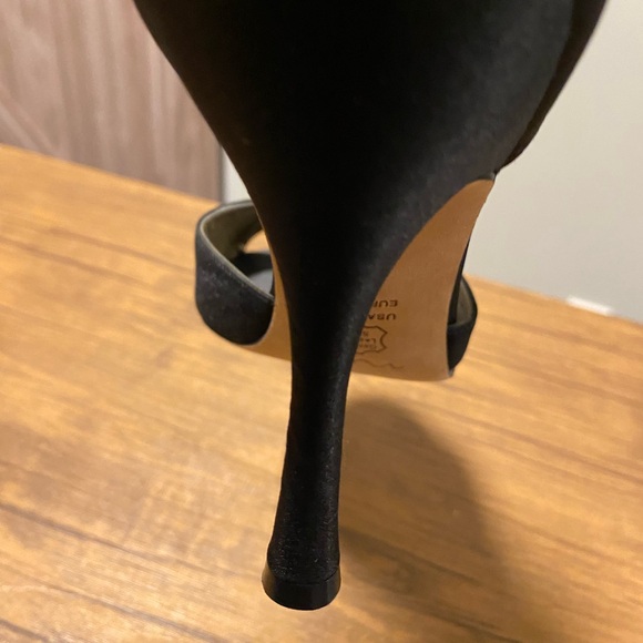 SALE  Black Satin Open Towed Shoes by Nina - Picture 4 of 10